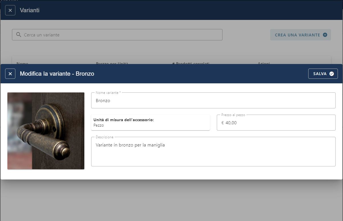 Configurazione prodotto in Infisium