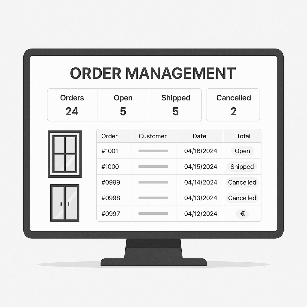 Gestione ordini per serramentisti: dashboard di un software gestionale